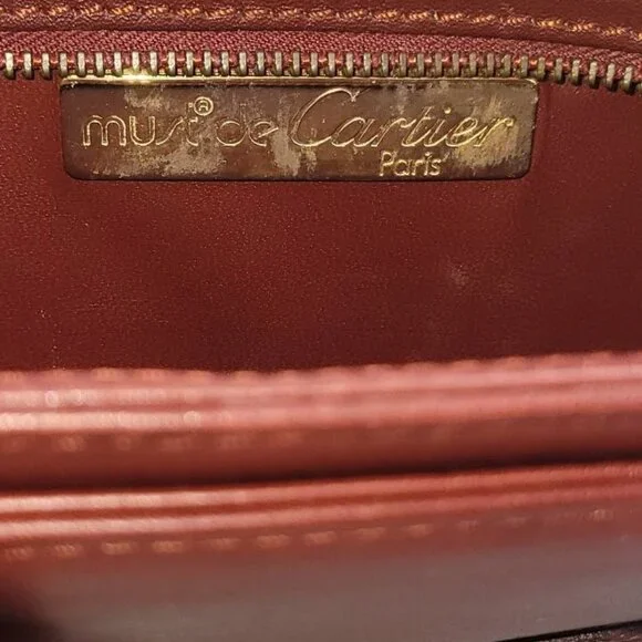 Cartier Must de Cartier Leather Clutch Bag - Red 9" x 6" x 1.5 - Picture 3 of 4